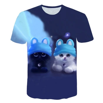 Detské Zábavné 3d Mačka Realistické print T Shirt dieťa, chlapec, dievča Roztomilý zvierat-krátke rukávy deti letné Oblečenie top tees 2020