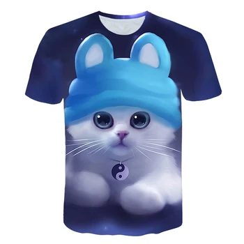 Detské Zábavné 3d Mačka Realistické print T Shirt dieťa, chlapec, dievča Roztomilý zvierat-krátke rukávy deti letné Oblečenie top tees 2020