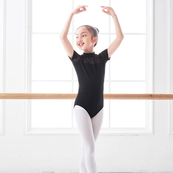 Detský Balet Gymnastické Tanec Kombinézu Obleky Dievčatá Čipky Spájať Kostýmy Deti Stojí Golier Balet Dance Trikot