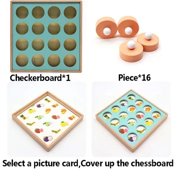 Detský Drevený Box Pamäť Šach Logické Myslenie Detí Mozgu Inteligencia, Rozvoj Puzzle 3-6 Rokov Výučby Hračky AC889