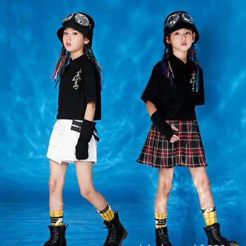Detský Karneval Hip Hop tanečné oblečenie čierne Tričko Vrchole letné Bezec nohavice Dievčatá Jazz Dance nosiť Kostým Oblečenie Oblečenie