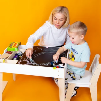 Detský stôl a stoličky AzbukaDekor s kriedou rada