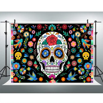 Deň Mŕtvych Kulisu pre Mexické Fiesta Cukru Lebky Kvety Fotografie Pozadí Dia DE Los Muertos Dekorácie Banner