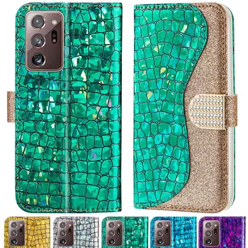 Diamond Bling Lesk kožené puzdro pre Samsung Galaxy Note 20 Ultra prípade Peňaženky vyklápací kryt pre Samsung S20 plus S10 e A21S prípade