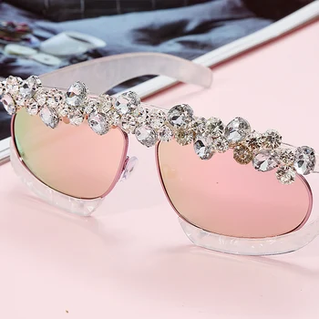Diamond Nadrozmerné Okuliare Ženy, Luxusné Značky Vintage Zrkadlo Crystal slnečné Okuliare Mužov, Jeden Kus Okuliarov Námestie slnečné Okuliare UV400