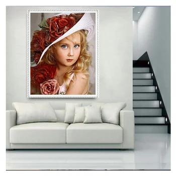 Diamond Výšivky anjeli dievča rose klobúk 5D Diamond Maľby Plné námestie /Kolo Vŕtať Drahokamu Mozaiky HOBBY Ručné Dekor FG1107