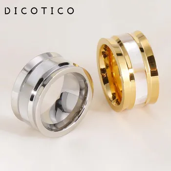 Dicotico Módne Šperky Bague Nehrdzavejúcej Ocele Gold & Farebné Krúžky Pre Ženy Kolo Hladké Shell Groove Snubné Prstene Strany Dary