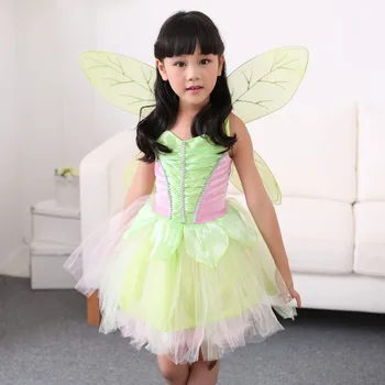 Dievča je Rozprávka Zelené Tinkerbell Kostým Detský Halloween Tinker Bell Cosplay Maškarný S-L