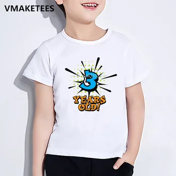 Dievčatá a Chlapci Vtipné Tričko Deti Happy Birthday Číslo 1-5 List Vytlačiť T-shirt Dieťa Narodeninám Číslo Oblečenie