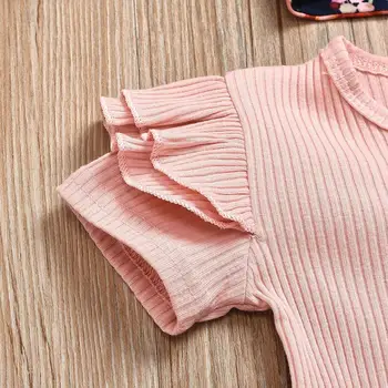 Dievčatá Oblečenie Nastaviť 2020 Módne Letné Dieťa T-Shirt Topy Kvetinový Podväzkové Sukne hlavový most Oblečenie 2Pc Sladké Roztomilý Oblečenie pre Deti