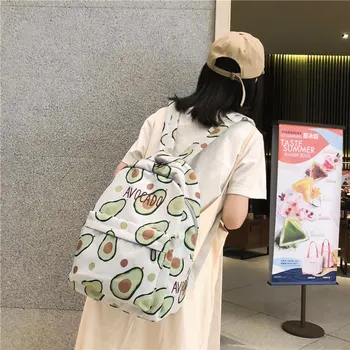Dievčatá Ovocie Tlač Batohy Teenager Preppy Štýl Plátno Schoolbags Roztomilý Paradajka Avokádo Durian Tlač Cestovné Tašky