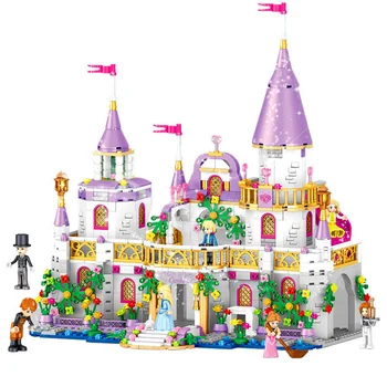 Dievčatá Stavebné Bloky Nastaviť Hračky Fit Lepinblocks Elfovia Dragon Windsor Princezná Paláca Hradu Priateľmi Livi Domu Model Tehly