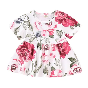 Dievčatá vyhovovali lete roku 2019 nové bavlna, Baby, Dievčatá Kvetinový Plodín Topy+Otvor Džínsové Nohavice Jean Batoľa Detský Oblečenie Sady #3A18