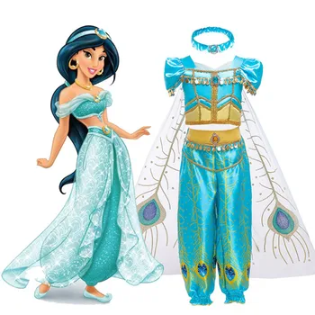 Dievčatá Šaty 2020 Deti Jasmine Strany Nosenie Fantázie Halloween Oblečenie Deti Aladdin A Čarovná Lampa Kostým Ľad Sneh Šaty