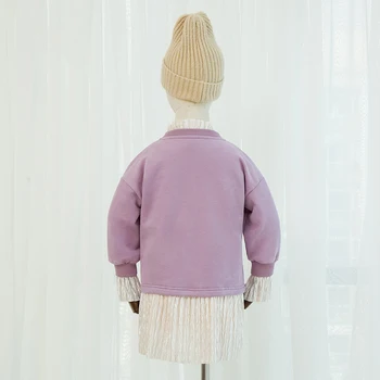 Dievčenské hrubé svetre šaty 2020 nové zimné strednej dĺžky velvet šitie dievčatko plus zamatové šaty