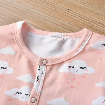 Dieťa Dievča Oblečenie Baby Dievčatá Romper Roztomilý Kreslený Ružová Cloud Print Dlhý Rukáv Jumpsuit+hlavový most 2ks Novorodenca Batoľa Oblečenie
