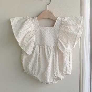Dieťa Dievča Princezná Vintage Romper Prehrabať Bavlna Lete Novorodenca Batoľa Jumpsuit Oblečenie Lietať Rukáv Ropa Bebe Detské Oblečenie