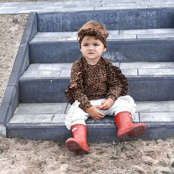 Dieťa Dieťa Dievča Oblečenie Prehrabať Leopard Topy Legíny, Nohavice, Oblečenie Nastaviť Tepláková Súprava
