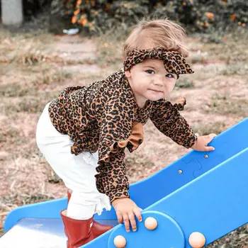 Dieťa Dieťa Dievča Oblečenie Prehrabať Leopard Topy Legíny, Nohavice, Oblečenie Nastaviť Tepláková Súprava