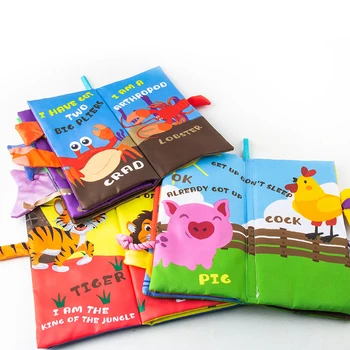 Dieťa Dieťa Mäkkú Tkaninu Knihy Začiatku Učenia sa Deti Vzdelávacie Rozvojové Hračky, Interaktívne Zvukové Papiera Zvieratá, Chvosty Trhanie knihy