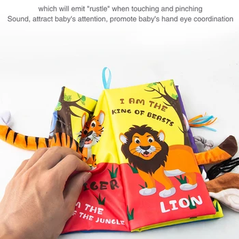 Dieťa Dieťa Mäkkú Tkaninu Knihy Začiatku Učenia sa Deti Vzdelávacie Rozvojové Hračky, Interaktívne Zvukové Papiera Zvieratá, Chvosty Trhanie knihy