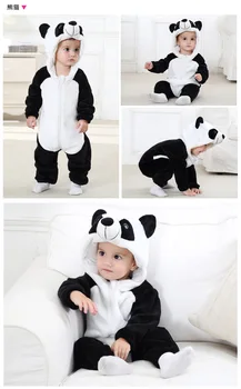 Dieťa Remienky New Born Baby Girl Šaty s Kapucňou Pyžamo Zimné Kombinézy Jumpsuit Steh Panda Zvierat Chlapci Kostýmy roupa de bebes