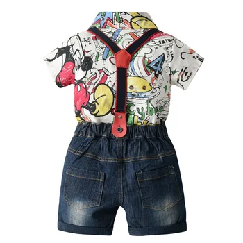 Dieťa romper + nohavice ] 2020 Nové Letné Cartoon Tričko Podväzky batoľa chlapec oblečenie, vianočné oblečenie chlapec party šaty, oblečenie pre deti