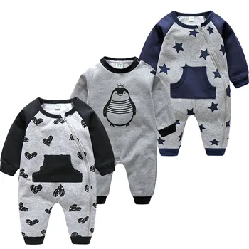 Dieťa romper velvet novorodenca oblečenie zips batoľa chlapcov, oblečenie pre kojencov baby boy onesie penguin patria detské oblečenie na jar