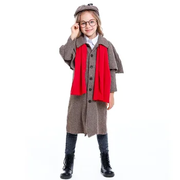 Dieťa Sherlock Holmes Kostým Detektív Deti Chlapec Dievčatá Knihy, Týždeň, Deň Knihy Oblečenie Halloween Fantasy Maškarný