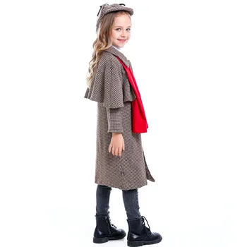 Dieťa Sherlock Holmes Kostým Detektív Deti Chlapec Dievčatá Knihy, Týždeň, Deň Knihy Oblečenie Halloween Fantasy Maškarný