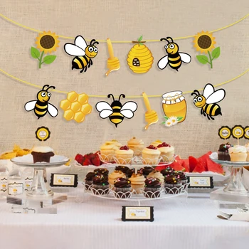Dieťa Sprcha Stene Visí Bunting Banner Žltá Honey Bee Dekorácie Deti, Oslavy Narodenín Láskavosti Slnečnice Strana Dodávky