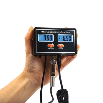 Digital on-Line PH ES Monitor 0.01 Vodivosť Kvality Vody Tester 2in1LCD pH ES Monitorovanie v Reálnom čase pre Ryby Nádrž Akvárium
