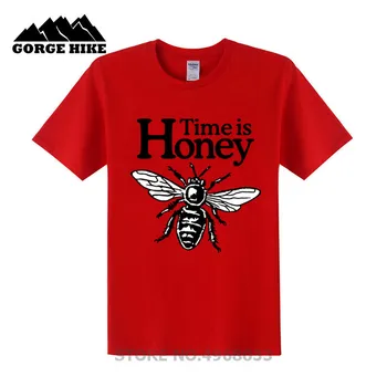 Digitálna Tlač odev Pre strany človeka Tees homme Pekný vzor Organickej Bavlny Funky Čas je Med T-shirts Včelár Bee Obrázok