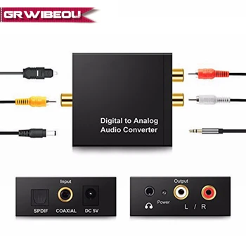 Digitálneho na Analógový Audio Prevodník Optického Vlákna Toslink Koaxiálny Signál na RCA R/L Audio Dekodér SPDIF ATV DAC Zosilňovač Adaptér