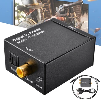 Digitálny Optický SPDIF Toslink Koaxiálny Signál Na Analógový Prevodník Stereo DAC 2*RCA Zosilňovač Dekodér Adaptér pre Audio Video Časť