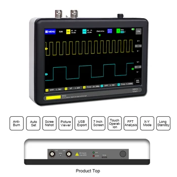 Digitálny Osciloskop 100MHz Dual Channel Mini Tablet Digitálny Osciloskop TFT LCD Dotknete Obrazovky Profesionálne Osciloskop