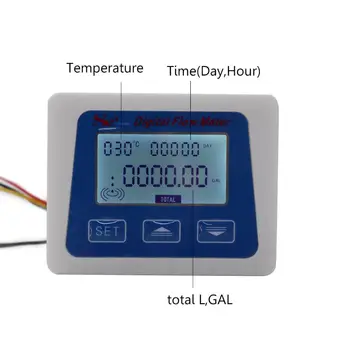 Digitálny prietokomer Vody Prietokomer Teplota Časový Záznam s G1/2 Flow sensor