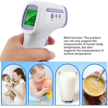 Digitálny telo Teplomer Infračervený Dieťa Dospelých Čelo Non-kontakt Dojčenská Deti LCD Podsvietenie Infračervený Teplomer + Oximeter