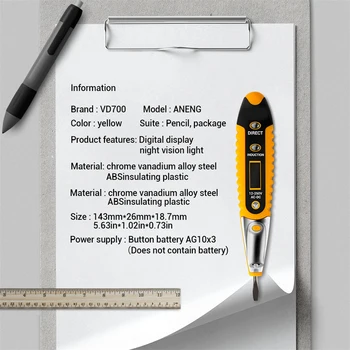 Digitálny Test Ceruzka Multifunkčné 12-250V Elektrický Tester LCD Displej Test Pero Napätie Detektora J8 #3