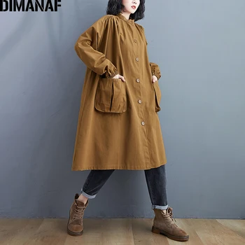 DIMANAF Plus Ženy Veľkosti Bundy Kabát Outwear Bavlna, Dlhý Rukáv Tlačidlo Vrecká Cardigan Oblečenie Voľné Nadrozmerná Jeseň Zima