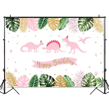 Dinosaurov pozadie happy birthday ružová dievčatá vlastné party dekorácie dodávky pozadí pre fotografovanie studio jungle safari
