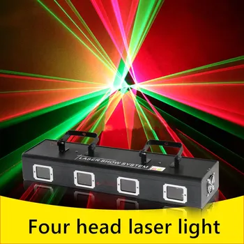 Disco lúč riadok skenovanie RGBY štyri-farebná laserová Diskotéka 4 objektív DJ vhodné pre rodinné stretnutie hudby, party, klub, nočný klub