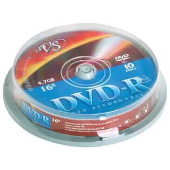 Disky DVD-R vs 4,7 GB, sada 10 Ks, cake box, vsdvdrcb1001