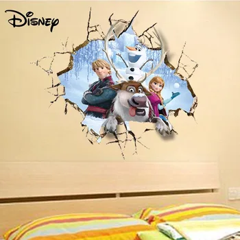 Disney 3d stereo ice romantika Anna detskej izby mš pozadí nálepky môže byť odstránený