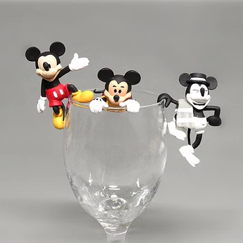 Disney 3ks/veľa Mickey Mouse na Okraji Pohára PVC Obrázok Hračky Model Bábiky Figúrka Deti Darčeky