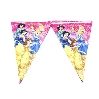 Disney 60/90/100KS Happy Birthday Deti Kreslený film Snow White Baby Sprcha Party Dekorácie Nastaviť Banner Slamky Poháre Taniere Dodávky