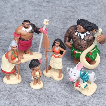 Disney 6pcs/set 6-12 cm Kreslený Film Vaiana Moana Princezná Maui Vedúci Tui Tala Heihei Pua Akcie Obrázok Dekorácie, Hračky Pre Deti,