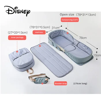 Disney Baby Plienky Taška Výlet Skladacie Postieľky 2 v 1 Baby Vaku Súbor Mama Materskej Organizátor Plienka Taška Batoh Módne Izolované Taška