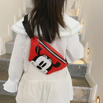 Disney deti módny pás taška chlapec dievča roztomilý kreslený mš taška cez rameno mince kabelku wild princezná hrudníka taška mickey taška