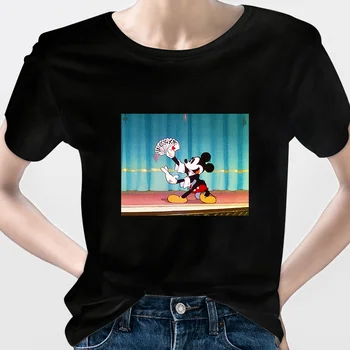 Disney High Street Mickey Mouse Vykonanie Magic Print t Shirt Nadrozmerná Harajuku Móde Európskej Streetwear Krátky Rukáv Lumbálna